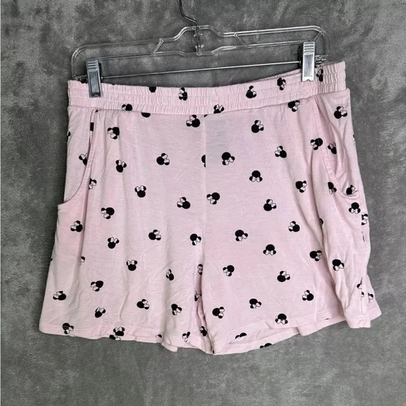 Disney Minnie Mouse Mickey Mouse Pajama Set Top Shorts Pink Black Large - Picture 6 of 15
